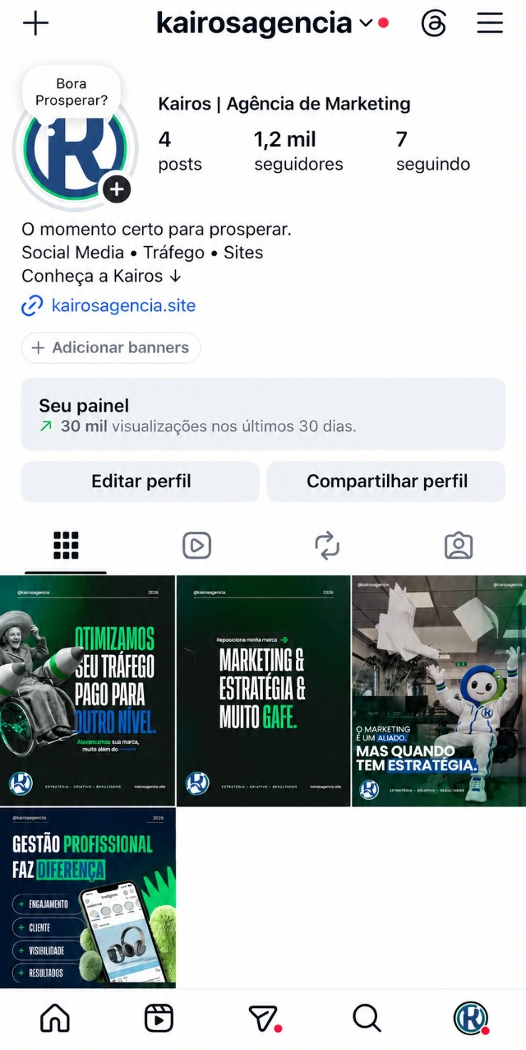 Perfil do Instagram @kairosagencia