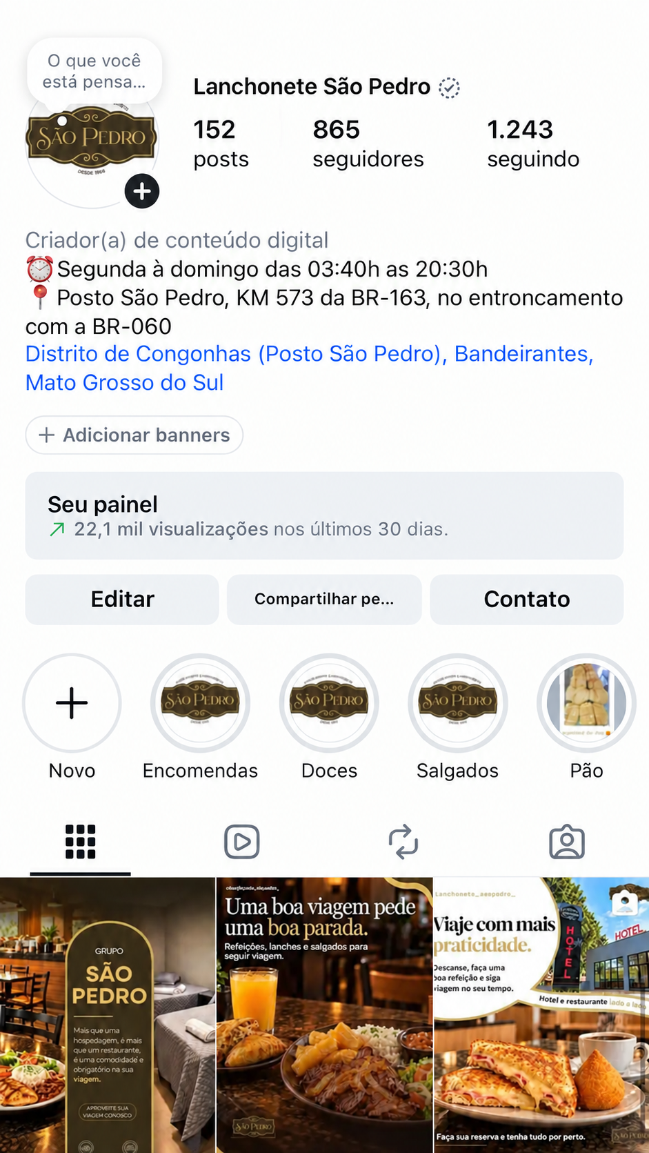 Perfil atualizado pela Kairos: Lanchonete São Pedro
